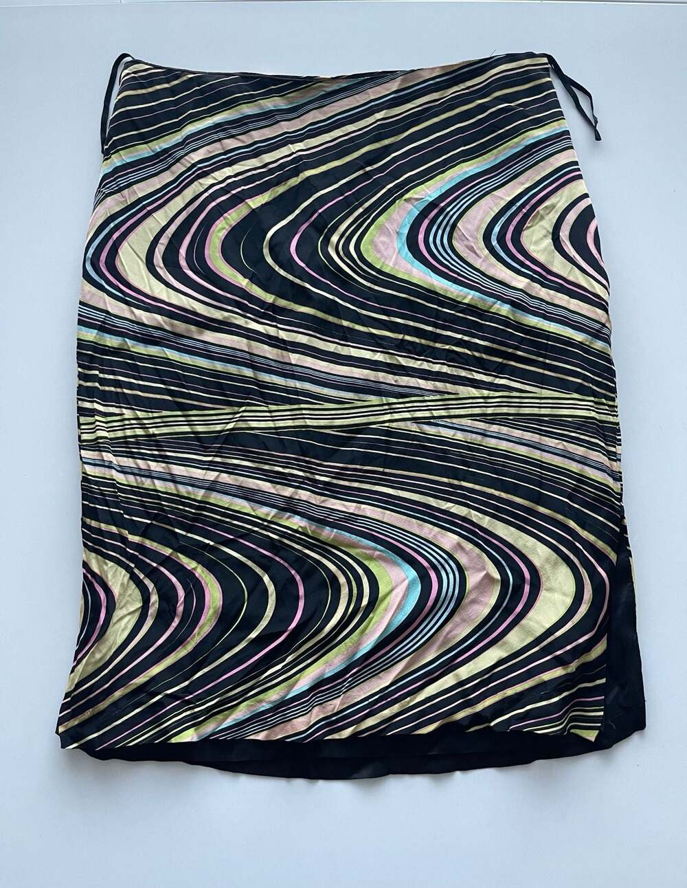 Aimee Stephens Vintage 100% Silk Abstract Stripe Skirt Size 8